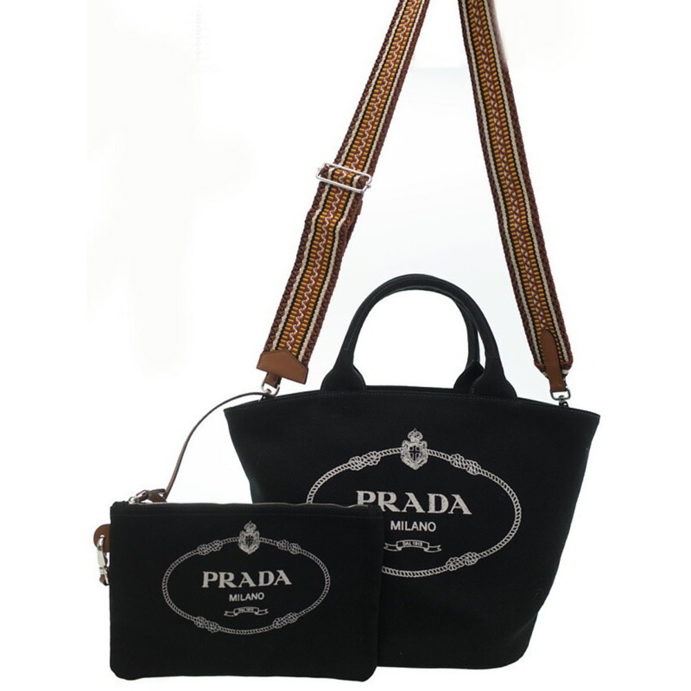 Prada Canapa Logo Convertible Shopping 2way Tote canvas Black